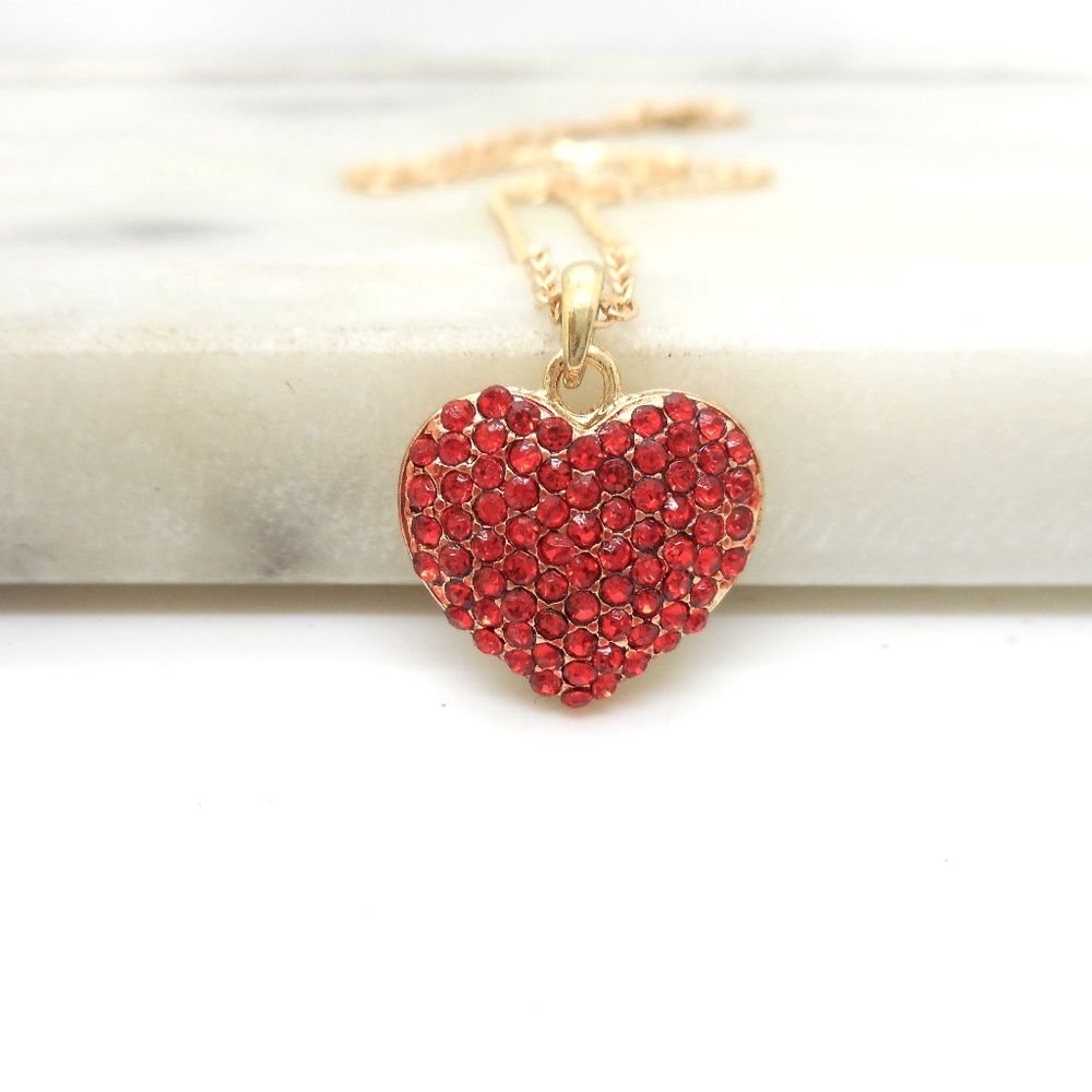Small Puffy Red Heart Necklace